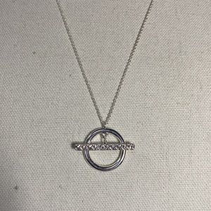 Long dainty toggle design silvertone necklace earrings set